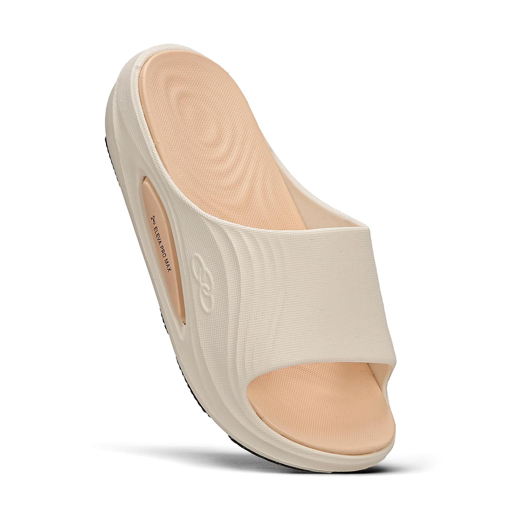 Chinelo Olympikus Pleno Slide Bege Feminino em ângulo frontal destacando sola e acabamento